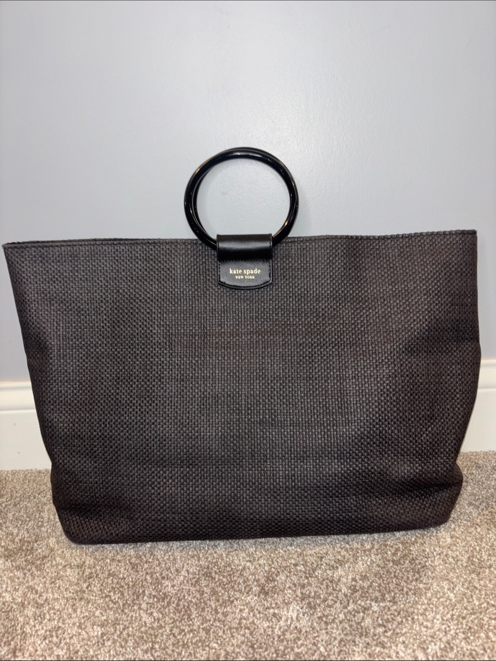 Kate Spade Black Raffia Carry All